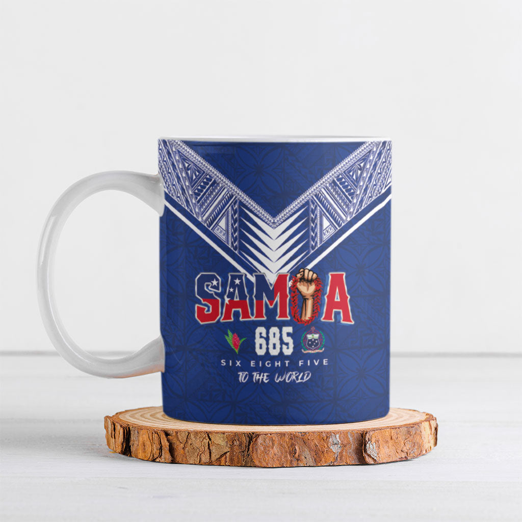 Samoa Rugby Custom Ceramic Mug Six Eight Five to The World - Pacific Motif