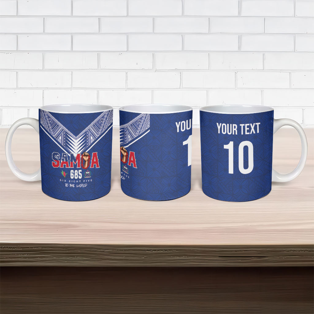 Samoa Rugby Custom Ceramic Mug Six Eight Five to The World - Pacific Motif