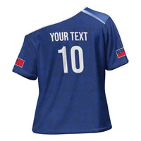 Samoa Rugby Custom Cross Shoulder Shirt Six Eight Five to The World - Pacific Motif