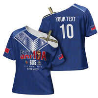 Samoa Rugby Custom Cross Shoulder Shirt Six Eight Five to The World - Pacific Motif