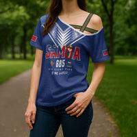 Samoa Rugby Custom Cross Shoulder Shirt Six Eight Five to The World - Pacific Motif