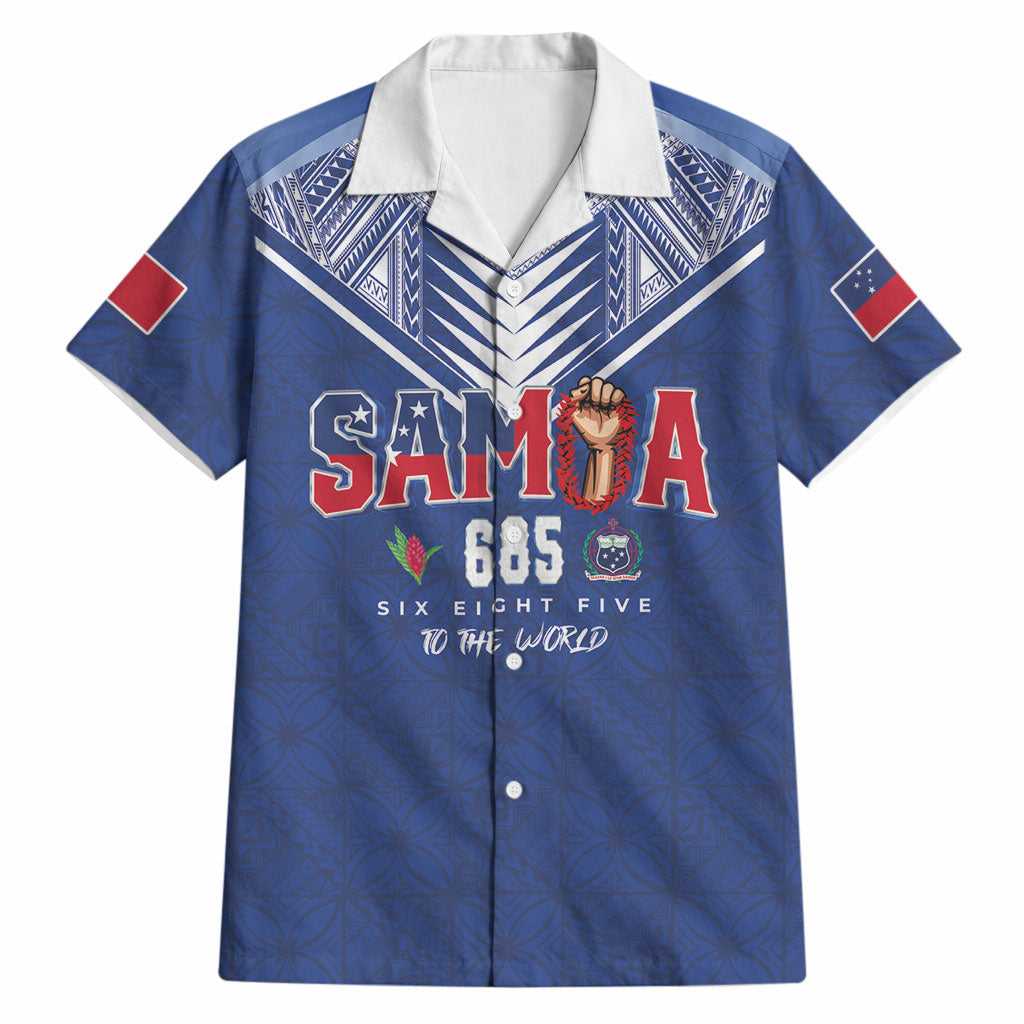 Samoa Rugby Custom Hawaiian Shirt Six Eight Five to The World - Pacific Motif