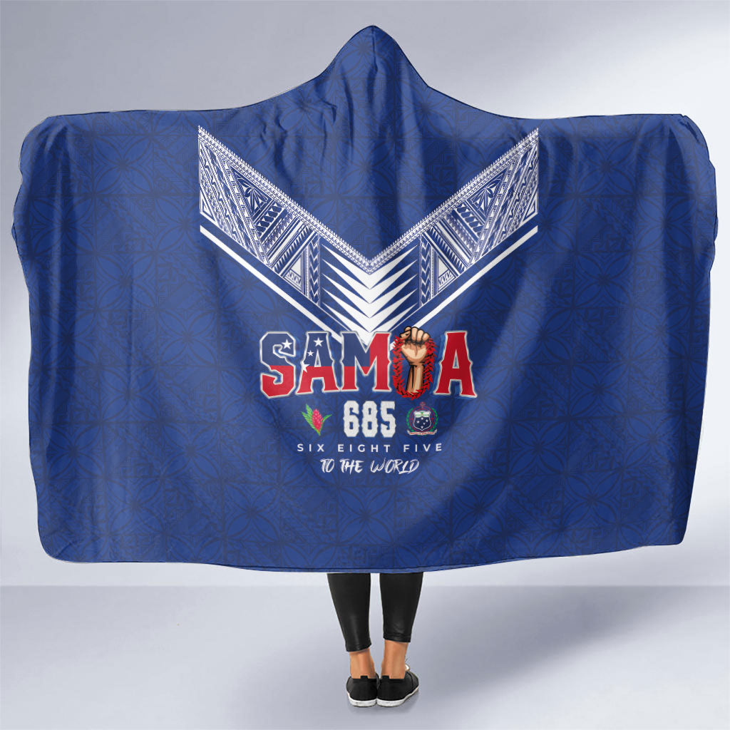 Samoa Rugby Hooded Blanket Six Eight Five to The World - Pacific Motif