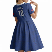 Samoa Rugby Custom Kid Short Sleeve Dress Six Eight Five to The World - Pacific Motif