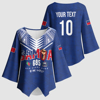 Samoa Rugby Custom Kimono Sleeve Blouse Six Eight Five to The World - Pacific Motif