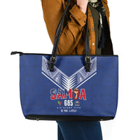 Samoa Rugby Leather Tote Bag Six Eight Five to The World - Pacific Motif
