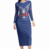 Samoa Rugby Custom Long Sleeve Bodycon Dress Six Eight Five to The World - Pacific Motif