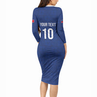 Samoa Rugby Custom Long Sleeve Bodycon Dress Six Eight Five to The World - Pacific Motif