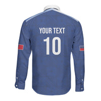 Samoa Rugby Custom Long Sleeve Button Shirt Six Eight Five to The World - Pacific Motif