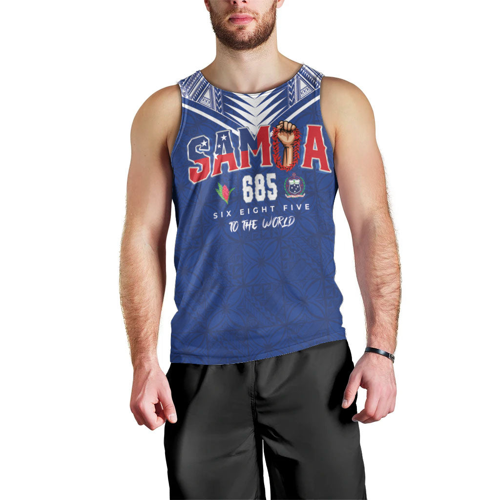 Samoa Rugby Custom Men Tank Top Six Eight Five to The World - Pacific Motif