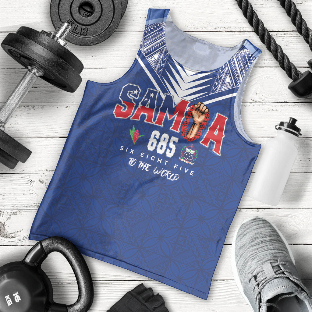 Samoa Rugby Custom Men Tank Top Six Eight Five to The World - Pacific Motif