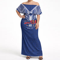 Samoa Rugby Custom Off Shoulder Maxi Dress Six Eight Five to The World - Pacific Motif