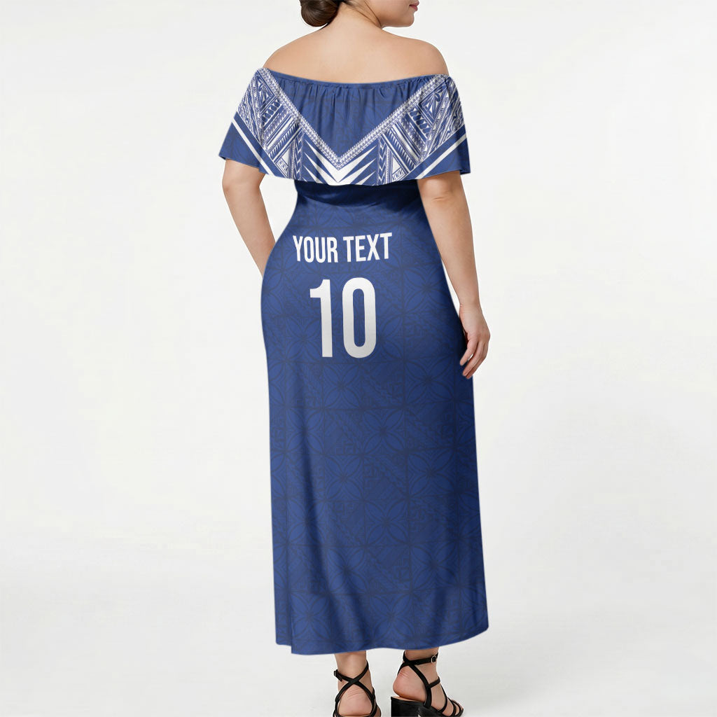Samoa Rugby Custom Off Shoulder Maxi Dress Six Eight Five to The World - Pacific Motif