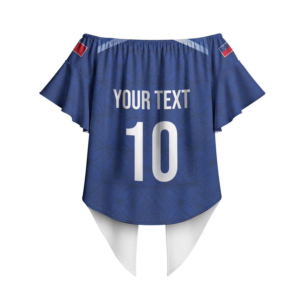 Samoa Rugby Custom Off Shoulder Wrap Waist Top Six Eight Five to The World - Pacific Motif