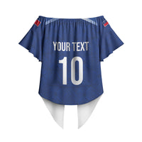 Samoa Rugby Custom Off Shoulder Wrap Waist Top Six Eight Five to The World - Pacific Motif