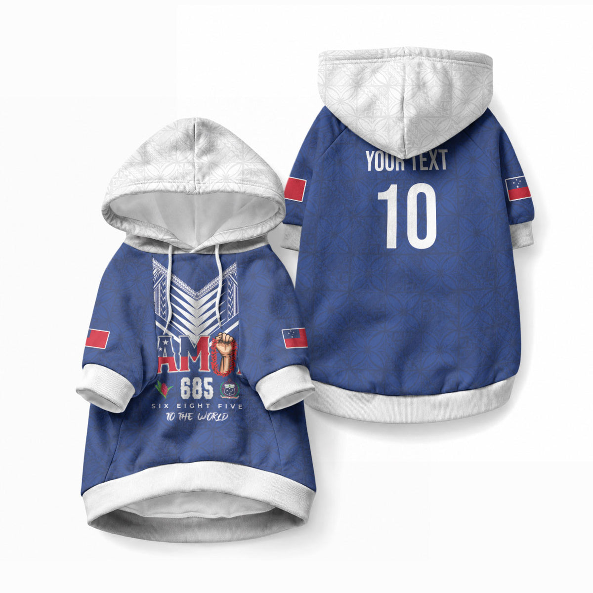 Samoa Rugby Custom Pet Hoodie Six Eight Five to The World - Pacific Motif