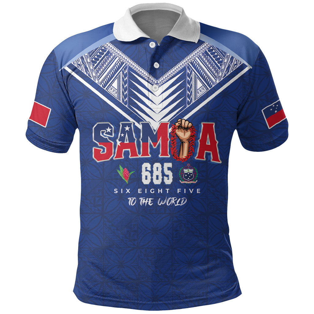 Samoa Rugby Custom Polo Shirt Six Eight Five to The World - Pacific Motif LT03 Multicolor - Polynesian Pride