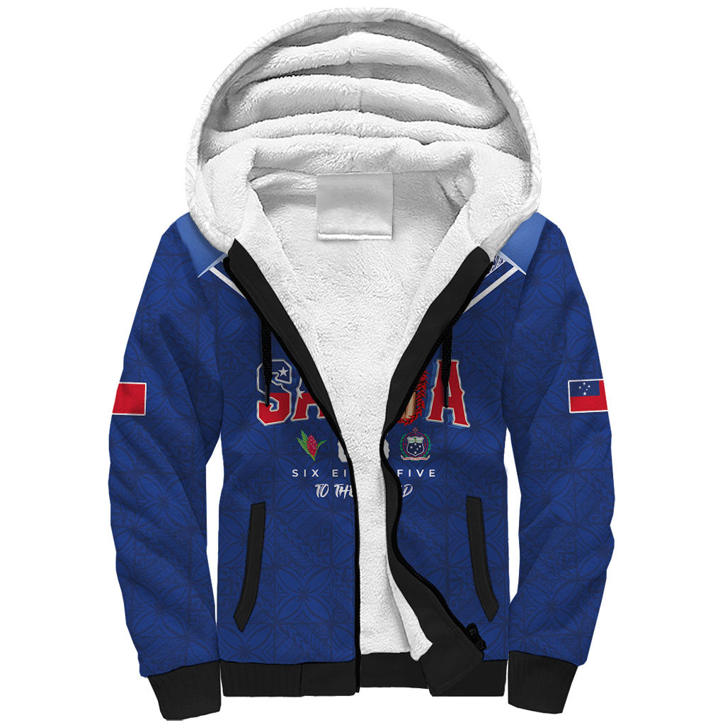 Samoa Rugby Custom Sherpa Hoodie Six Eight Five to The World - Pacific Motif