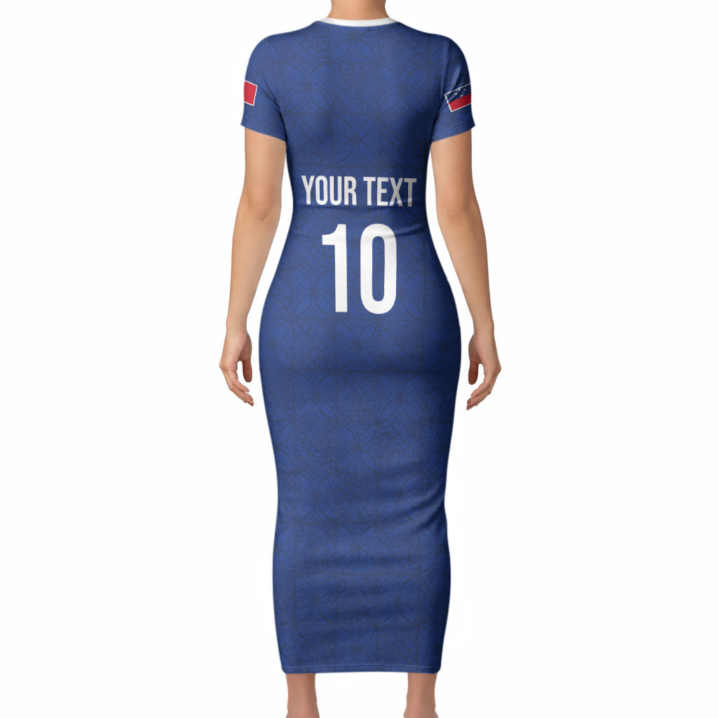 Samoa Rugby Custom Short Sleeve Bodycon Dress Six Eight Five to The World - Pacific Motif