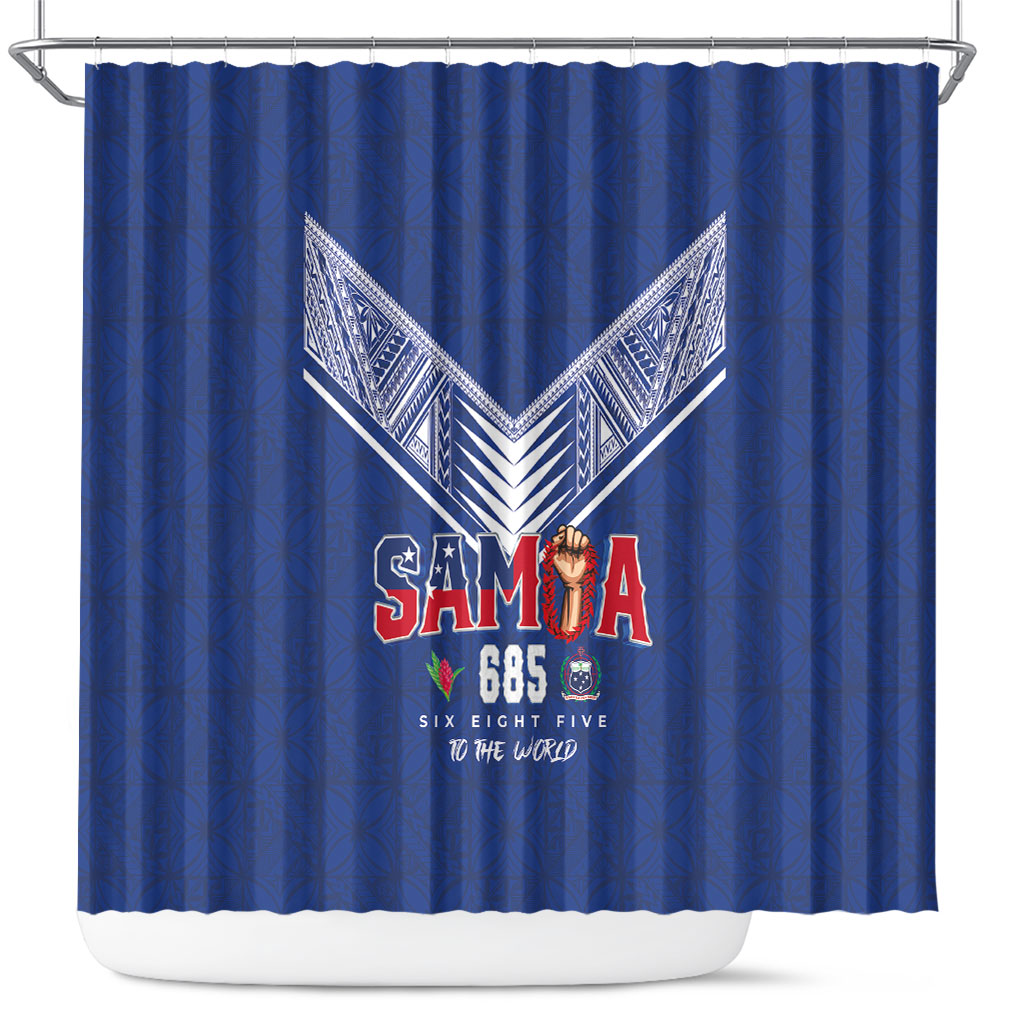 Samoa Rugby Shower Curtain Six Eight Five to The World - Pacific Motif LT03 Multicolor - Polynesian Pride