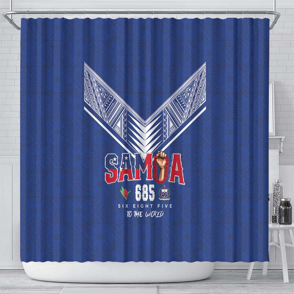 Samoa Rugby Shower Curtain Six Eight Five to The World - Pacific Motif