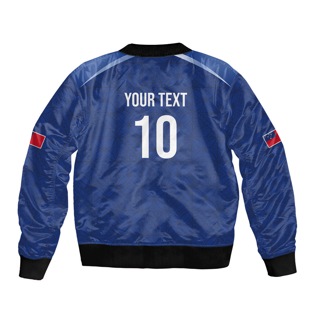 Samoa Rugby Custom Sleeve Zip Bomber Jacket Six Eight Five to The World - Pacific Motif