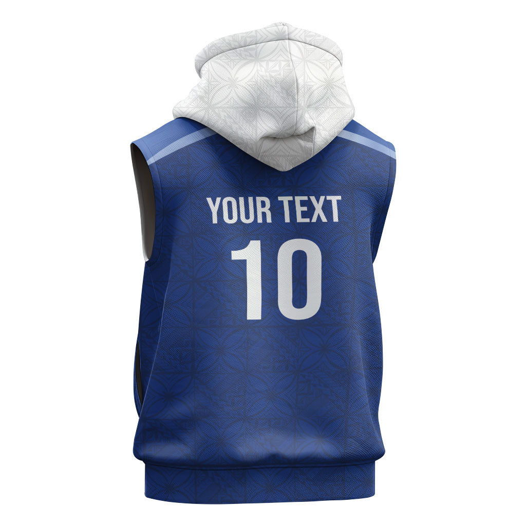 Samoa Rugby Custom Sleeveless Hoodie Six Eight Five to The World - Pacific Motif