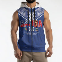 Samoa Rugby Custom Sleeveless Zip Hoodie Six Eight Five to The World - Pacific Motif