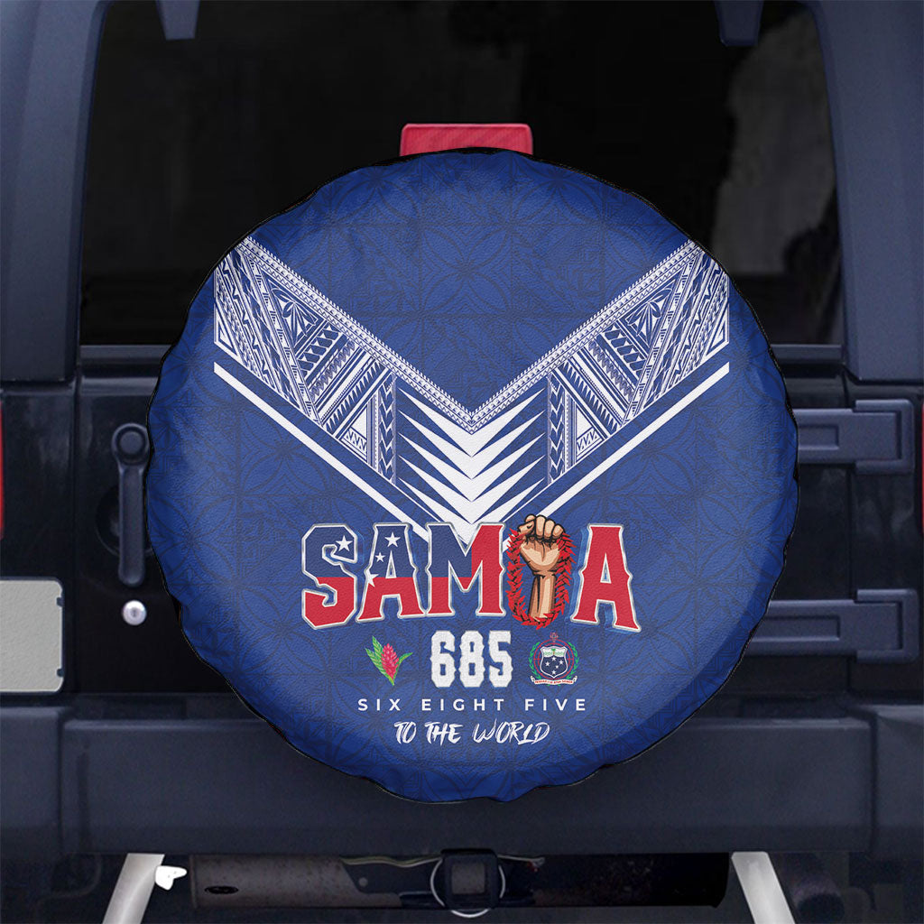 Samoa Rugby Spare Tire Cover Six Eight Five to The World - Pacific Motif