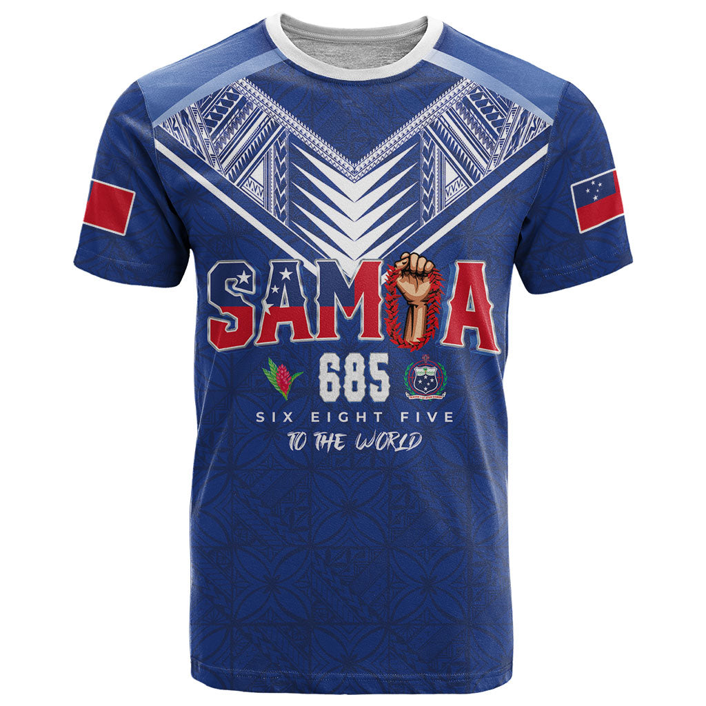 Samoa Rugby Custom T Shirt Six Eight Five to The World - Pacific Motif