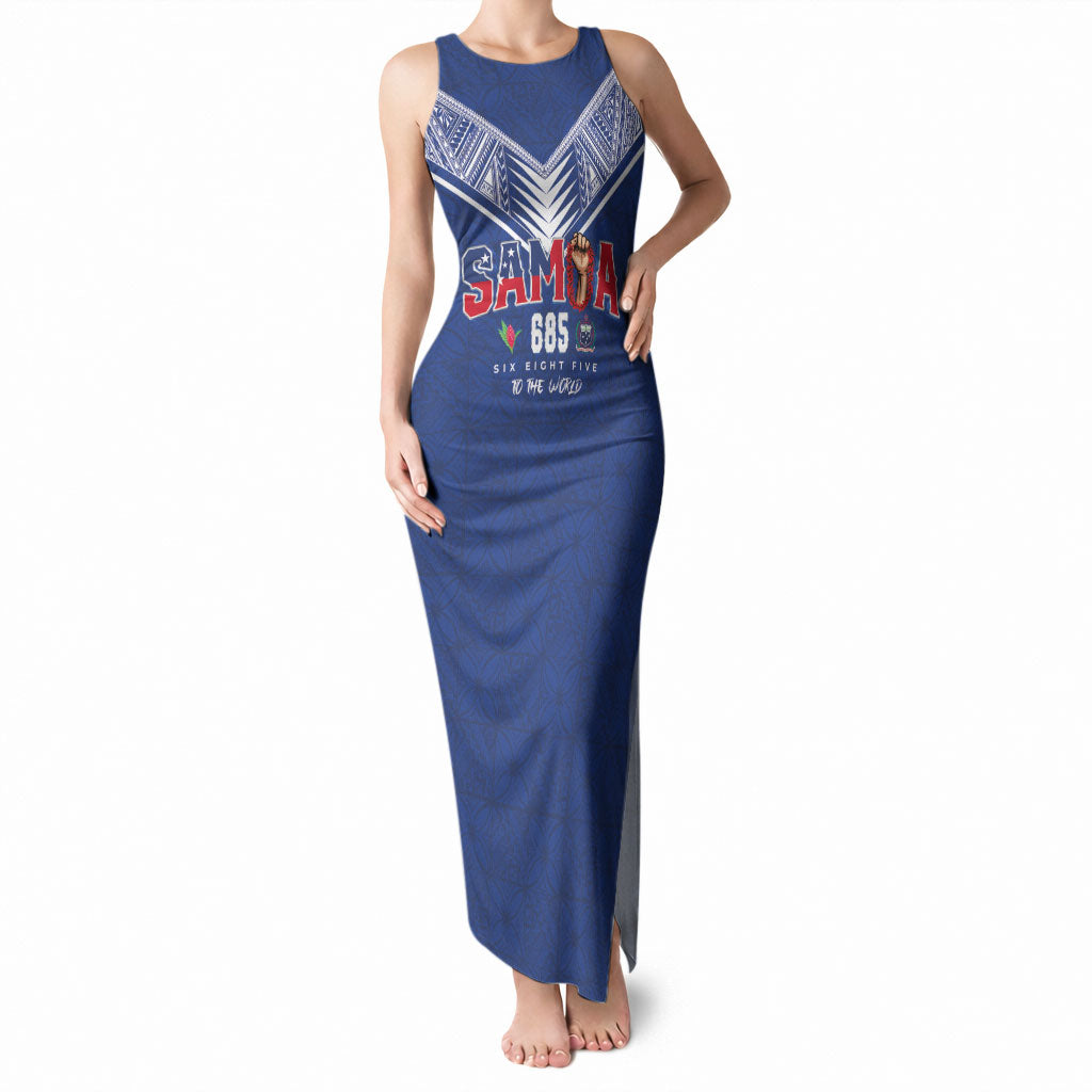Samoa Rugby Custom Tank Maxi Dress Six Eight Five to The World - Pacific Motif