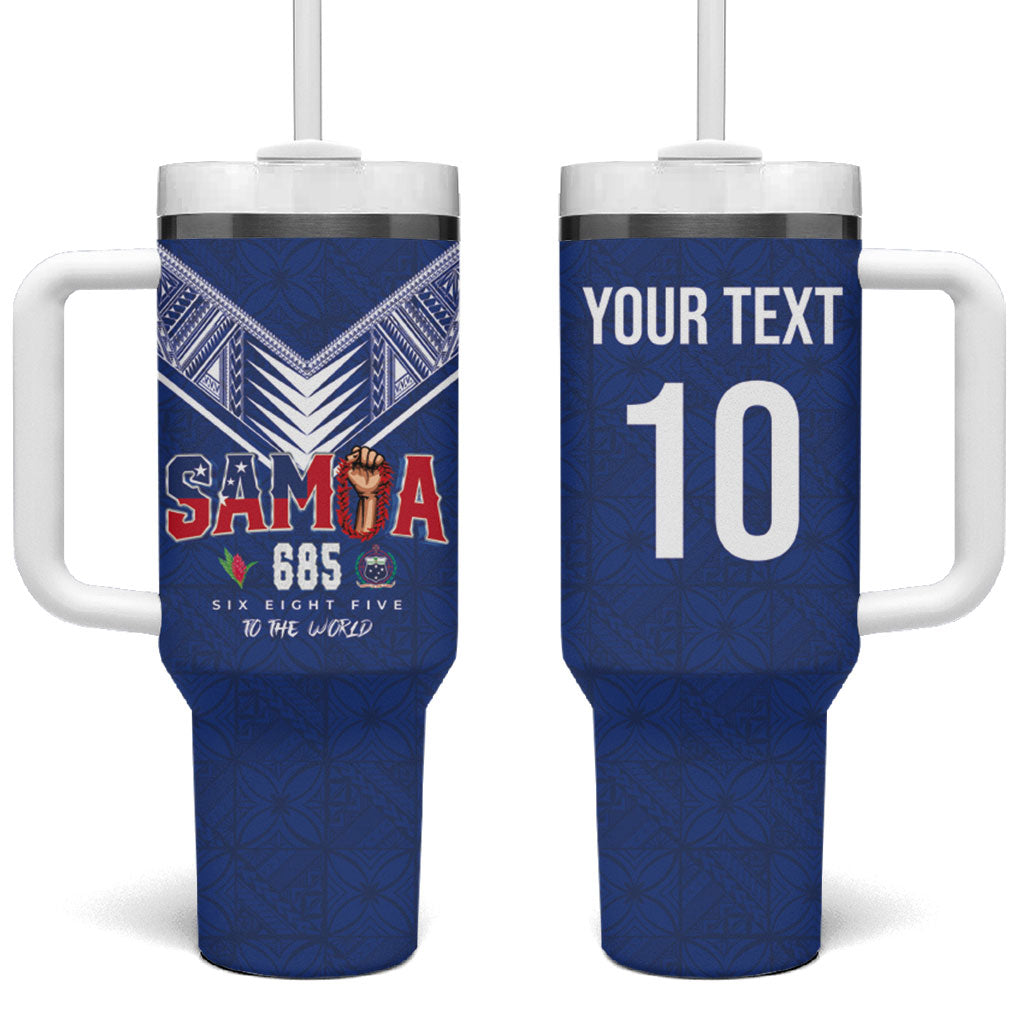 Samoa Rugby Custom Tumbler With Handle Six Eight Five to The World - Pacific Motif
