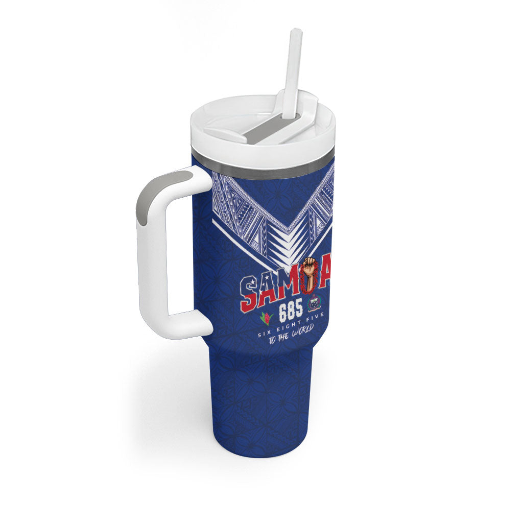 Samoa Rugby Custom Tumbler With Handle Six Eight Five to The World - Pacific Motif