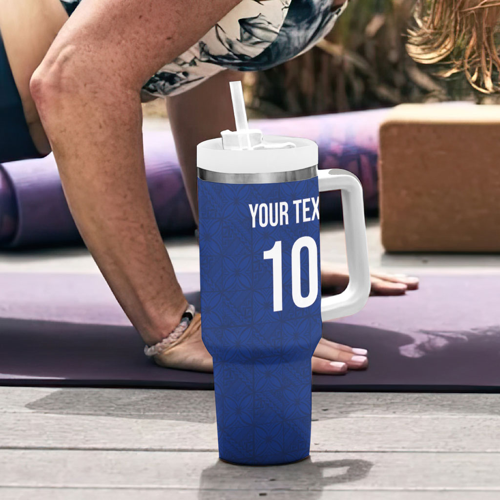 Samoa Rugby Custom Tumbler With Handle Six Eight Five to The World - Pacific Motif