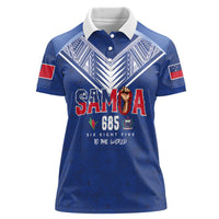 Samoa Rugby Custom Women Polo Shirt Six Eight Five to The World - Pacific Motif