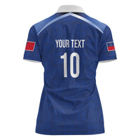 Samoa Rugby Custom Women Polo Shirt Six Eight Five to The World - Pacific Motif