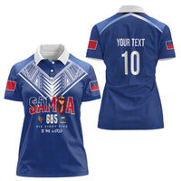 Samoa Rugby Custom Women Polo Shirt Six Eight Five to The World - Pacific Motif