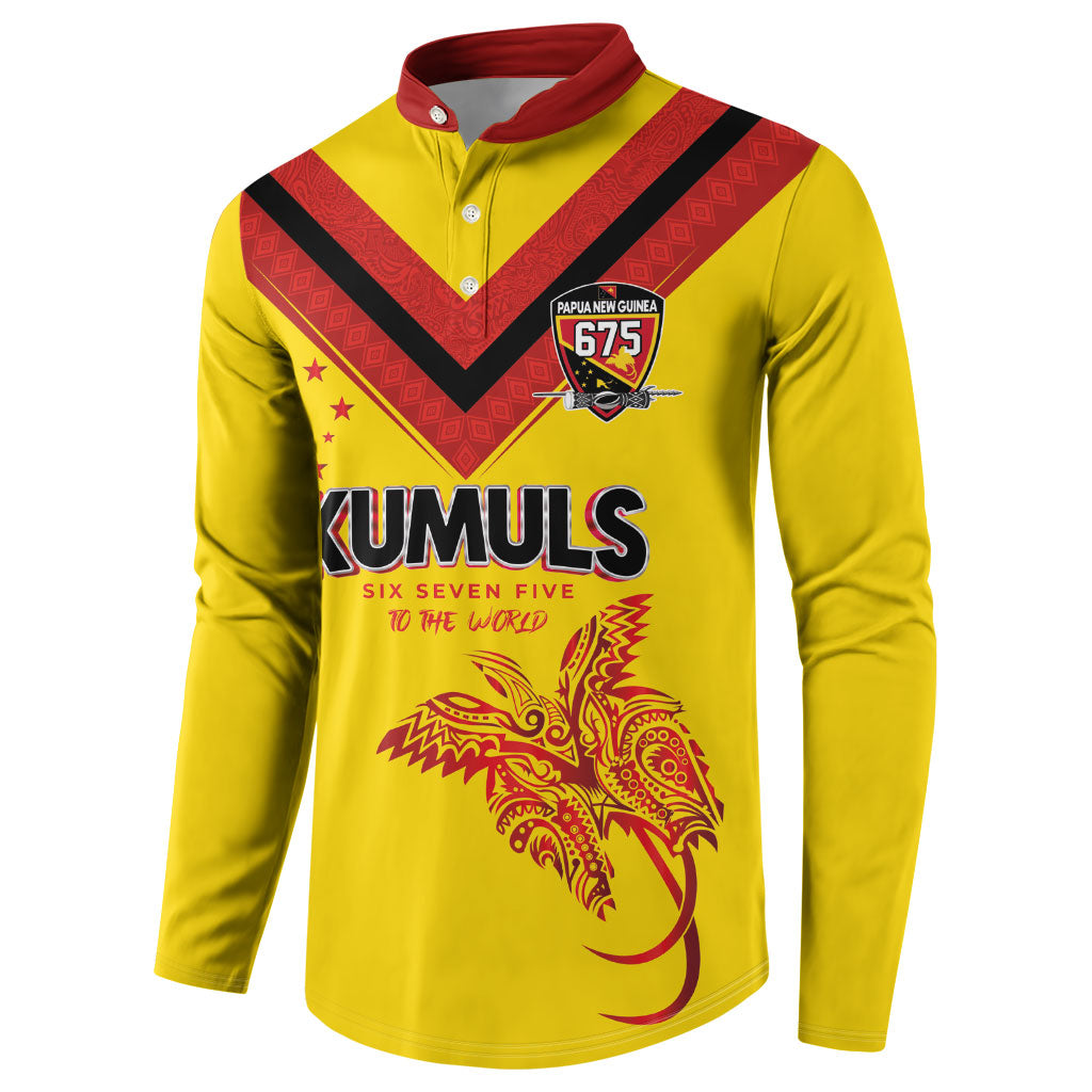 Papua New Guinea Rugby Custom Button Sweatshirt Six Seven Five to The World - Melanesian Pattern