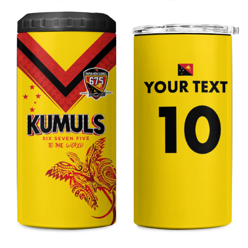 Papua New Guinea Rugby Custom 4 in 1 Can Cooler Tumbler Six Seven Five to The World - Melanesian Pattern