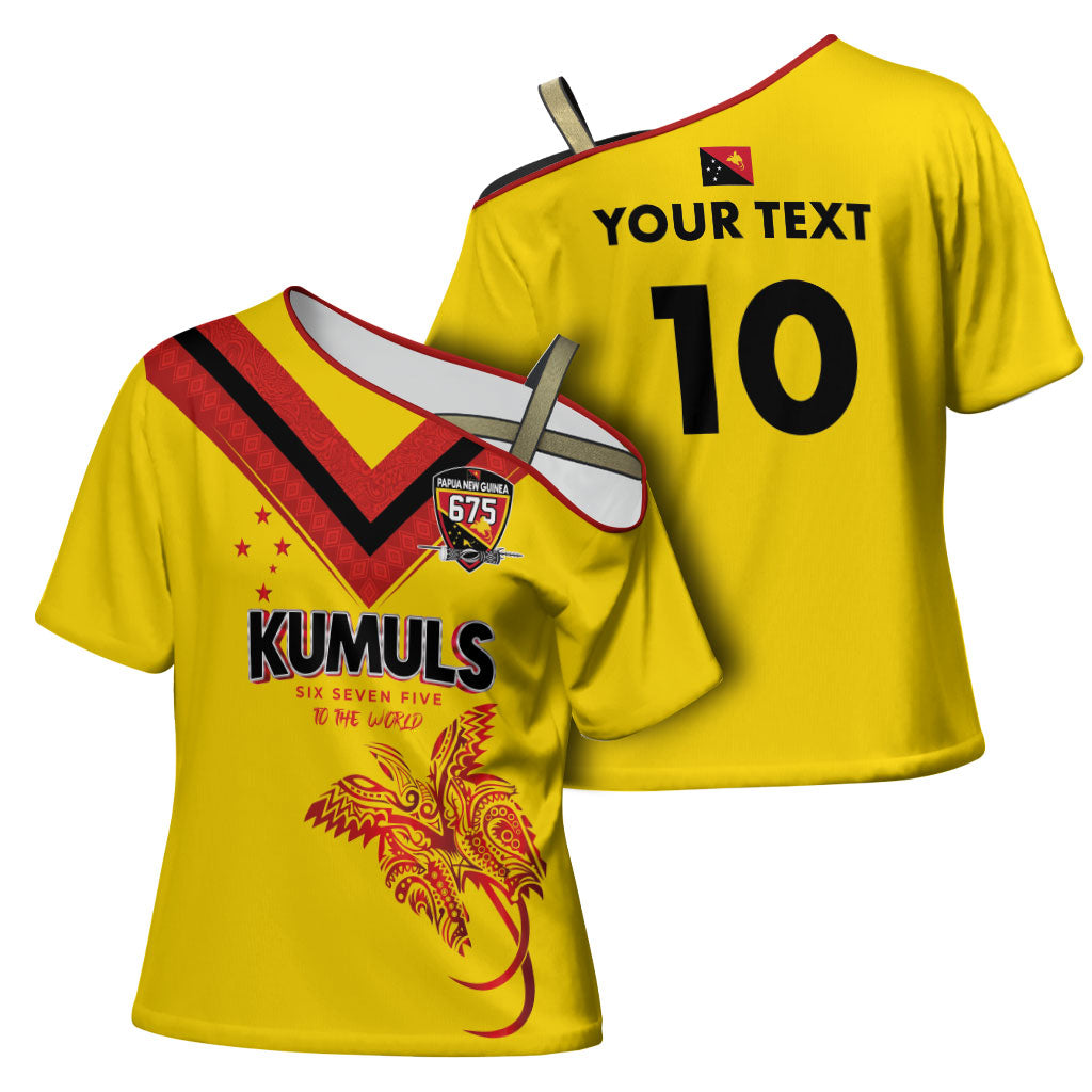 Papua New Guinea Rugby Custom Cross Shoulder Shirt Six Seven Five to The World - Melanesian Pattern LT03 - Polynesian Pride