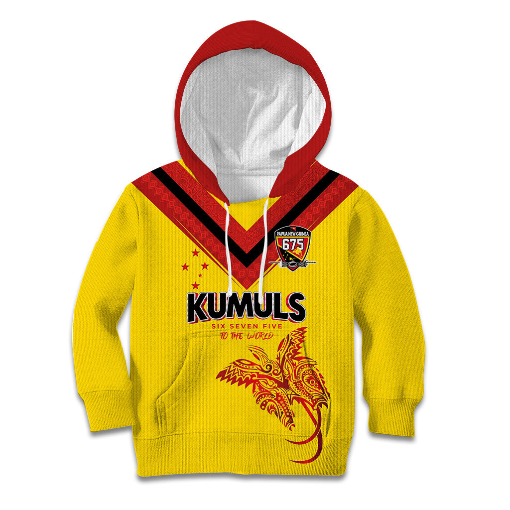 Papua New Guinea Rugby Custom Kid Hoodie Six Seven Five to The World - Melanesian Pattern
