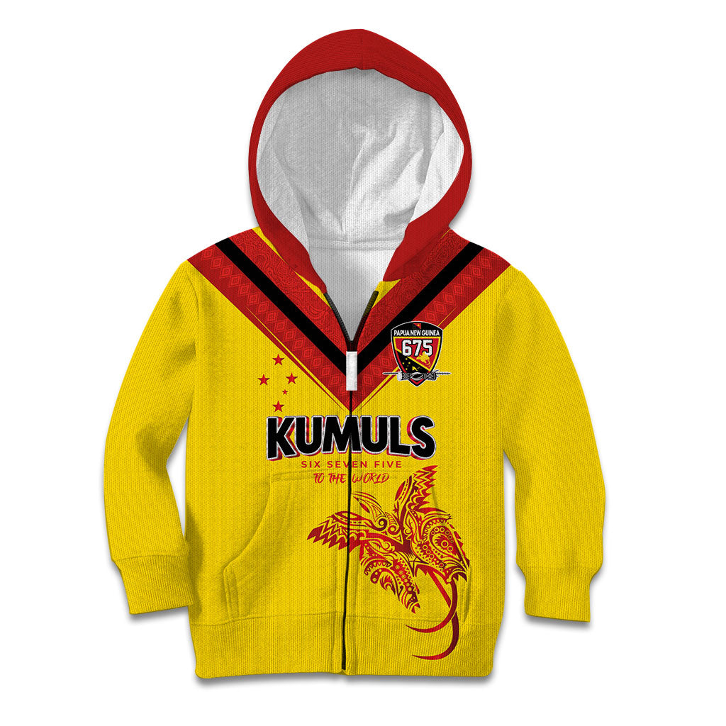 Papua New Guinea Rugby Custom Kid Hoodie Six Seven Five to The World - Melanesian Pattern