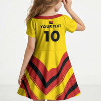 Papua New Guinea Rugby Custom Kid Short Sleeve Dress Six Seven Five to The World - Melanesian Pattern