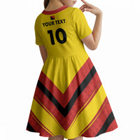 Papua New Guinea Rugby Custom Kid Short Sleeve Dress Six Seven Five to The World - Melanesian Pattern