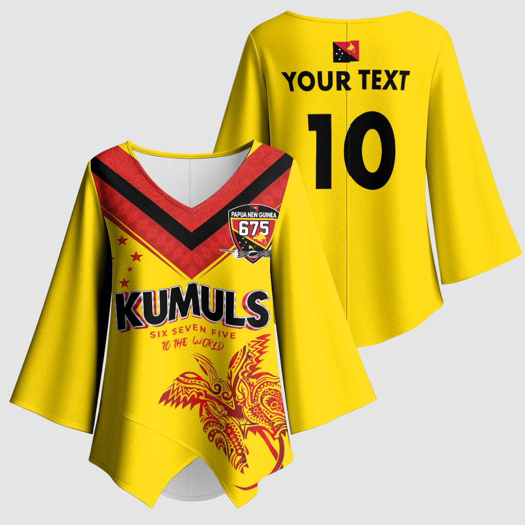 Papua New Guinea Rugby Custom Kimono Sleeve Blouse Six Seven Five to The World - Melanesian Pattern