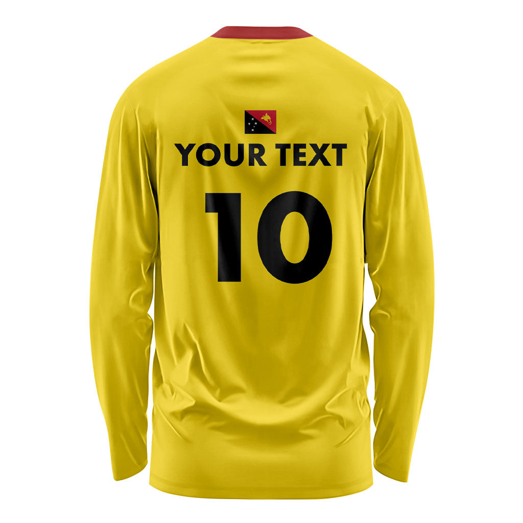 Papua New Guinea Rugby Custom Long Sleeve Shirt Six Seven Five to The World - Melanesian Pattern