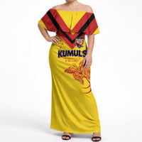 Papua New Guinea Rugby Custom Off Shoulder Maxi Dress Six Seven Five to The World - Melanesian Pattern