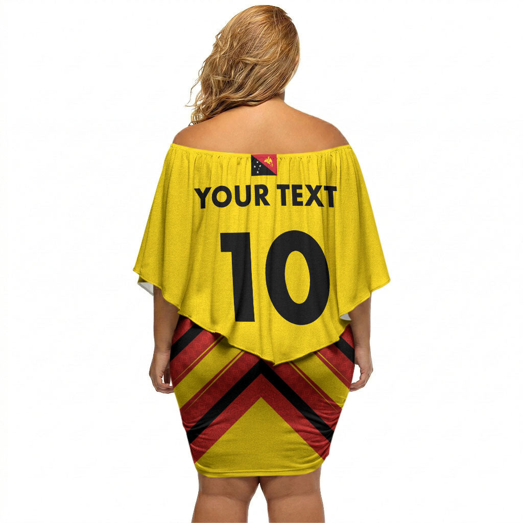 Papua New Guinea Rugby Custom Off Shoulder Short Dress Six Seven Five to The World - Melanesian Pattern