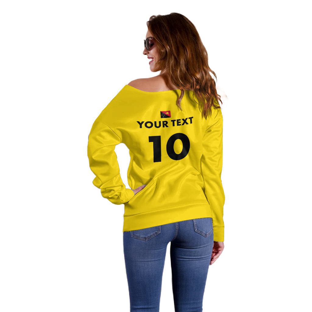 Papua New Guinea Rugby Custom Off Shoulder Sweater Six Seven Five to The World - Melanesian Pattern