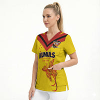 Papua New Guinea Rugby Custom Scrub Top Six Seven Five to The World - Melanesian Pattern